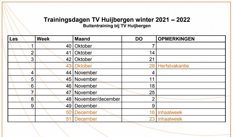 Datumschema TV Huijbergen winter 2021 2022 1