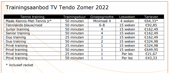 Lesaanbod TV Tendo zomerseizoen 2022 1